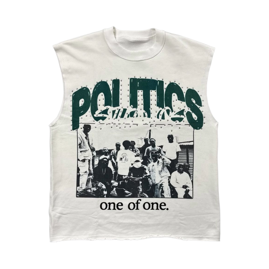 POLITICS| ONE OF ONE CUTOFF TEE WHITE