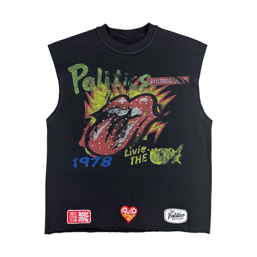 POLITICS| LIVE THE LUX CUTOFF TEE BLACK
