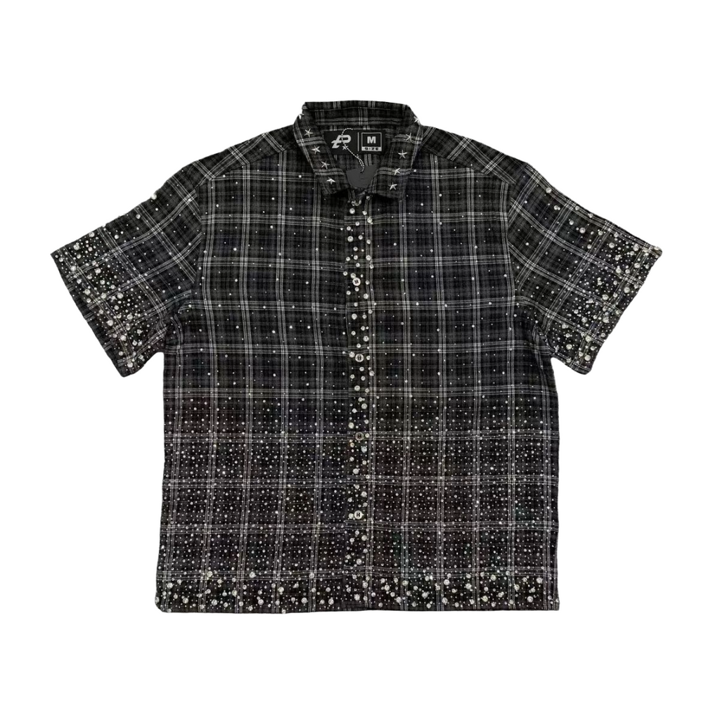 POLITICS| STARLINE RHINESTONE BUTTON UP BLACK