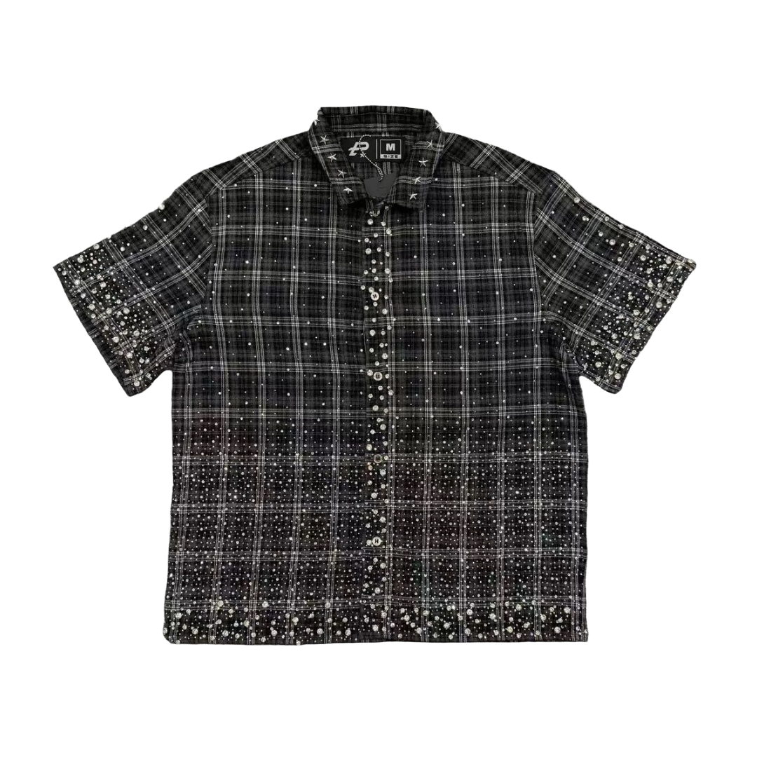 POLITICS| STARLINE RHINESTONE BUTTON UP BLACK