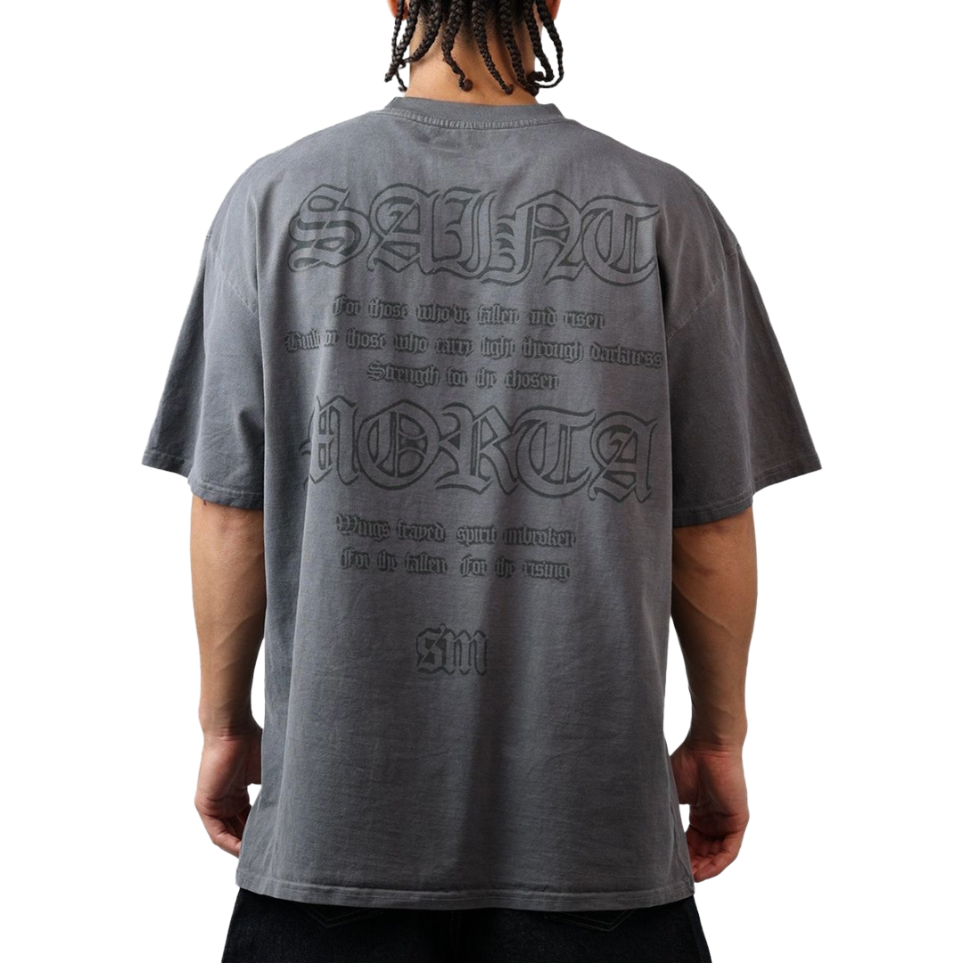 SAINT MORTA| HOLY GHOST TEE WASHED CHARCOAL