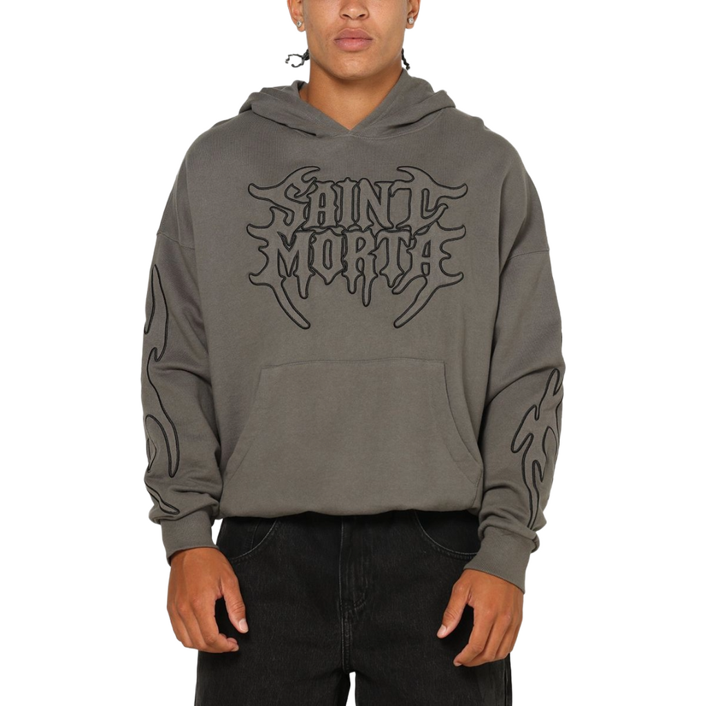 SAINT MORTA| CRESTED WING HOODIE WASHED CHARCOAL