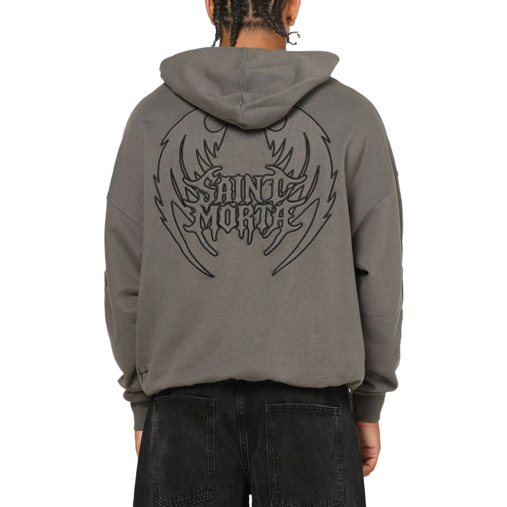 SAINT MORTA| CRESTED WING HOODIE WASHED CHARCOAL