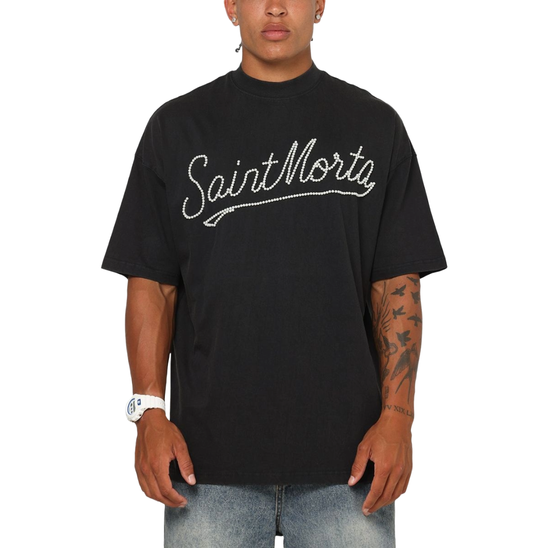 SAINT MORTA| PEARL SCRIPT TEE VINTAGE BLACK