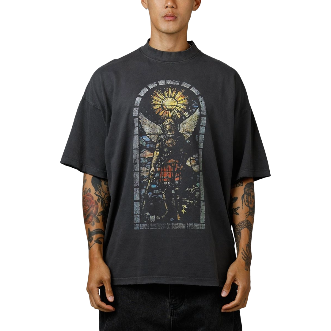 SAINT MORTA| KINGDOMCOME BOXY TEE WASHED CHARCOAL