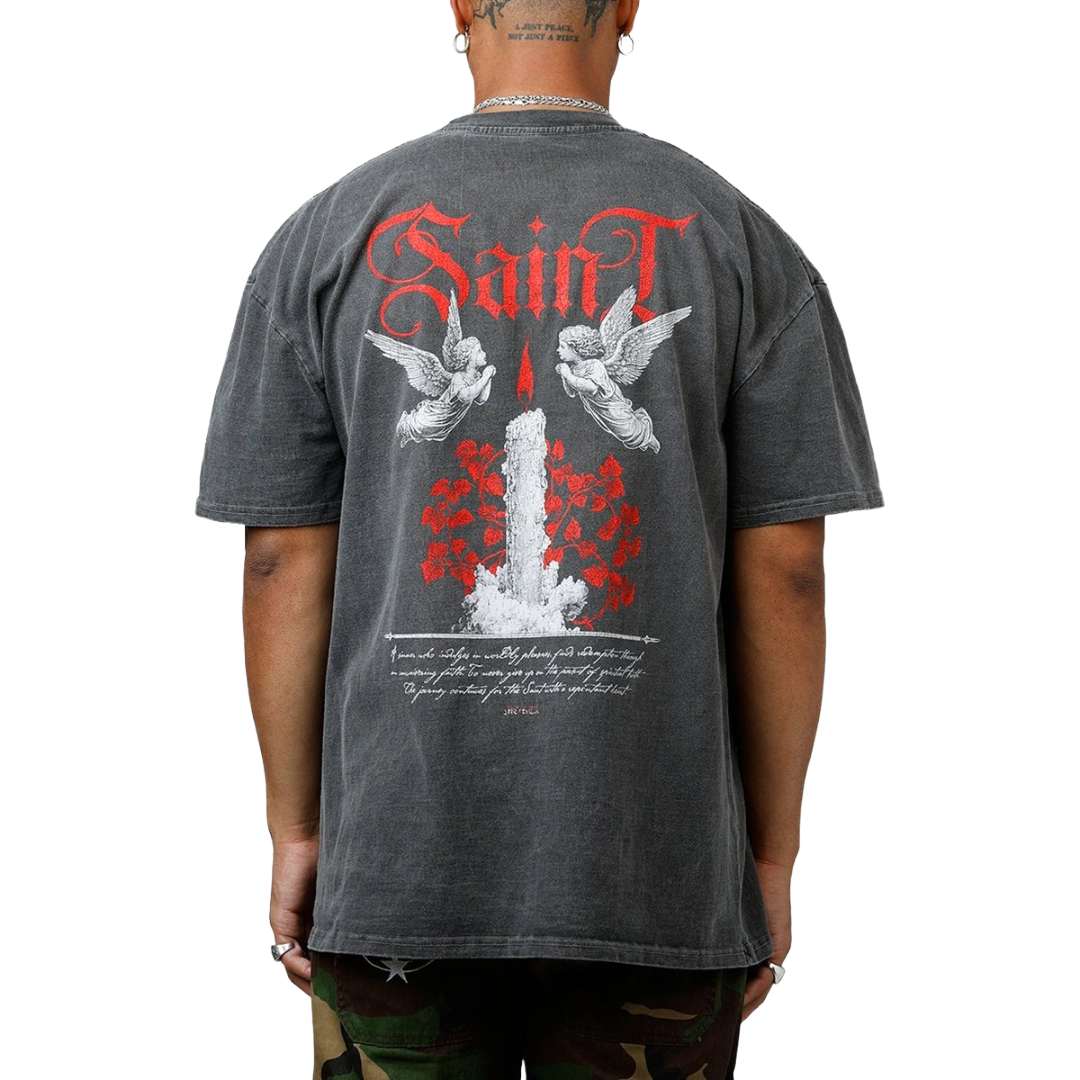 SAINT MORTA| CANDLE LIT BOXY TEE BLACK WASH