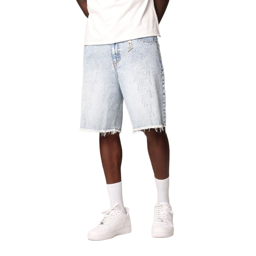 SAINT MORTA| INFERNO BAGGY DENIM SHORTS BLUE