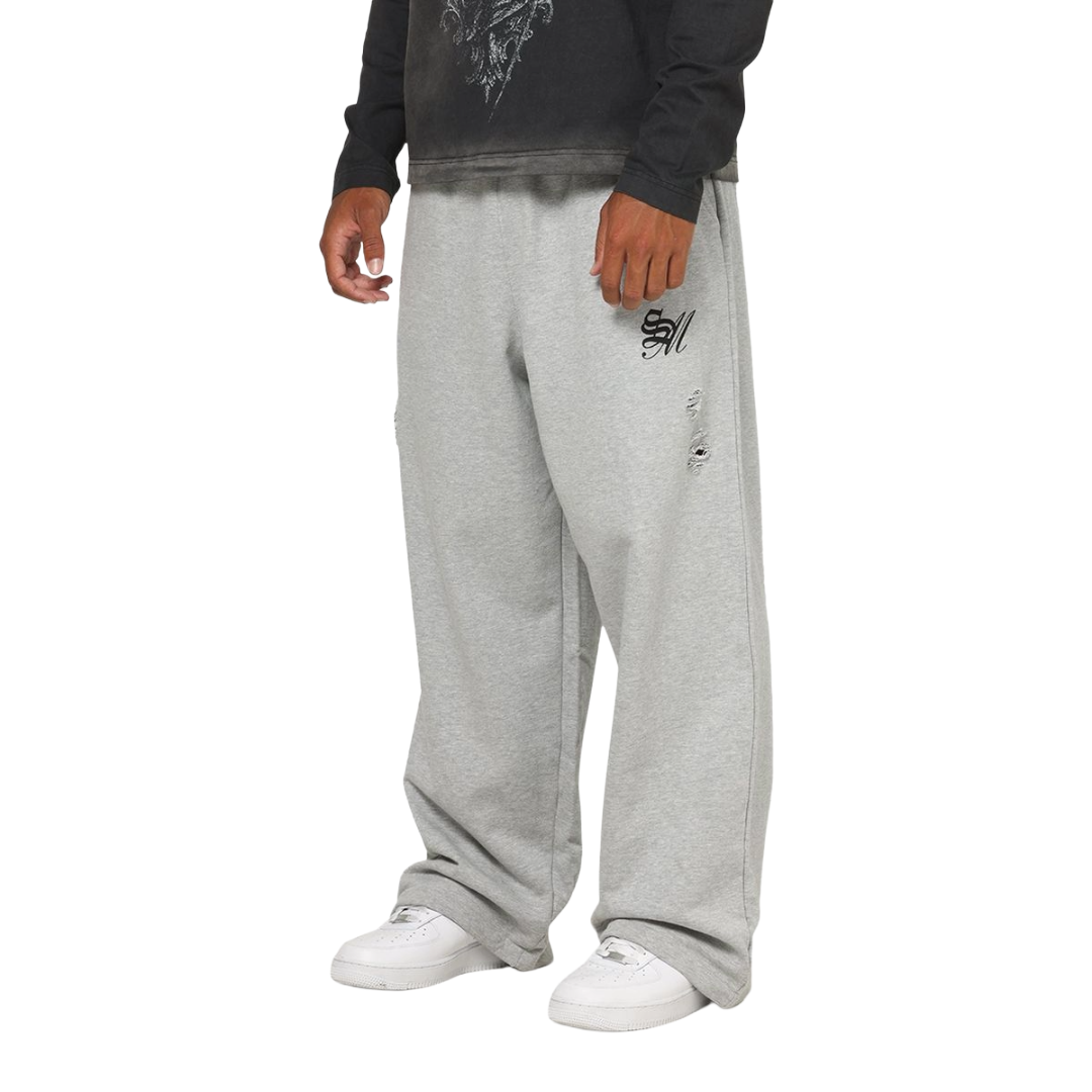 SAINT MORTA| DISTRESSED BAGGY SWEATPANTS GREY