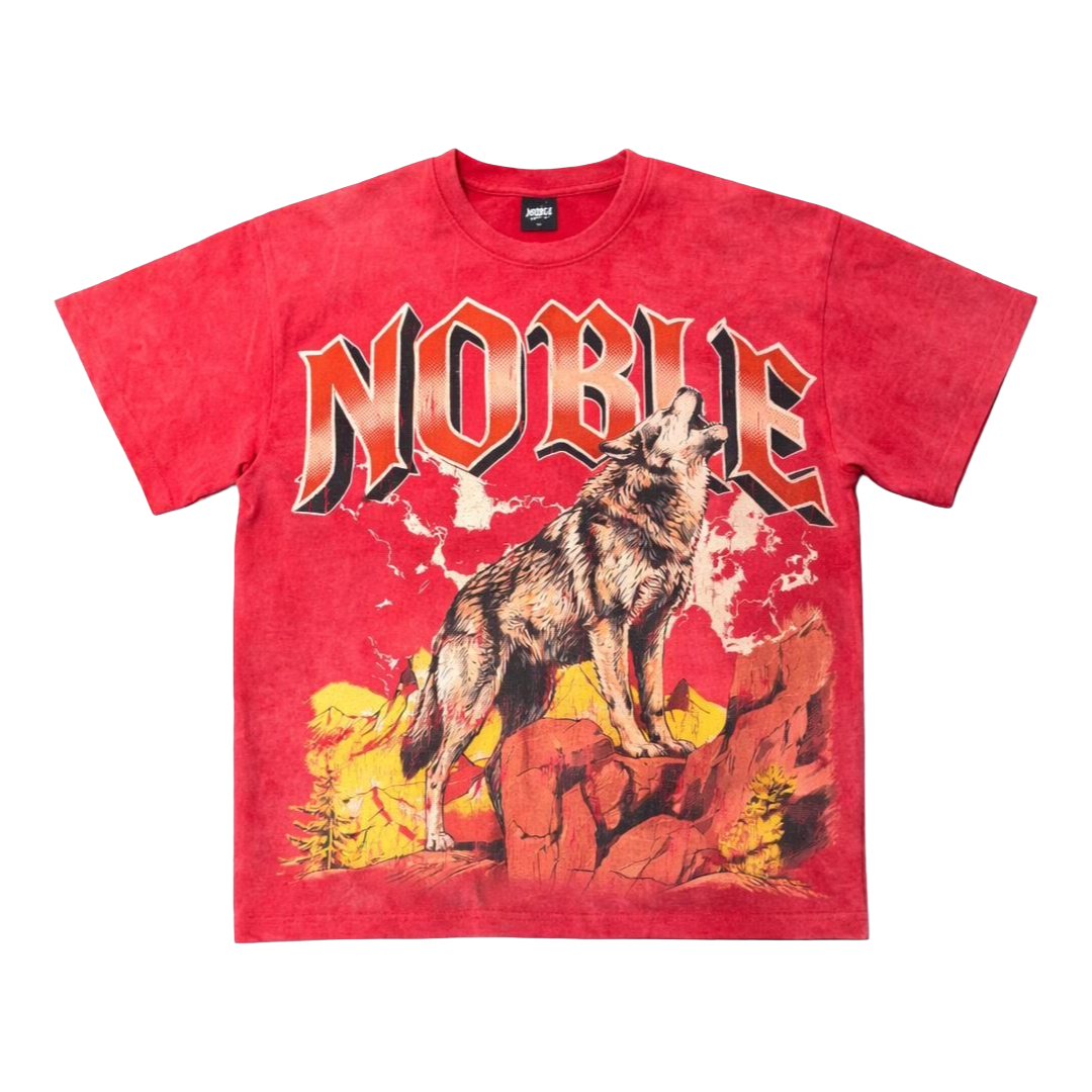 NOBLE| WOLF WASHED RED TEE
