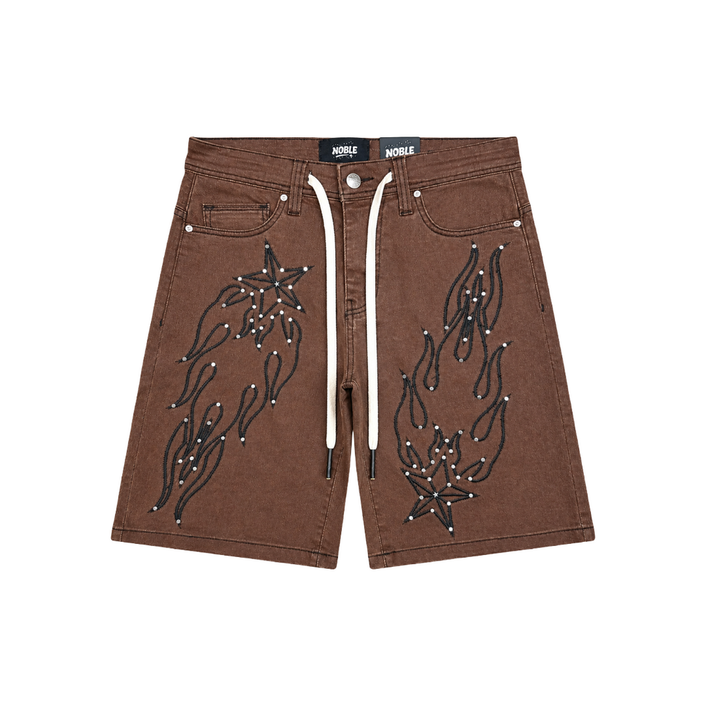 NOBLE| SHOOTING STARS RHINESTONE DENIM SHORTS