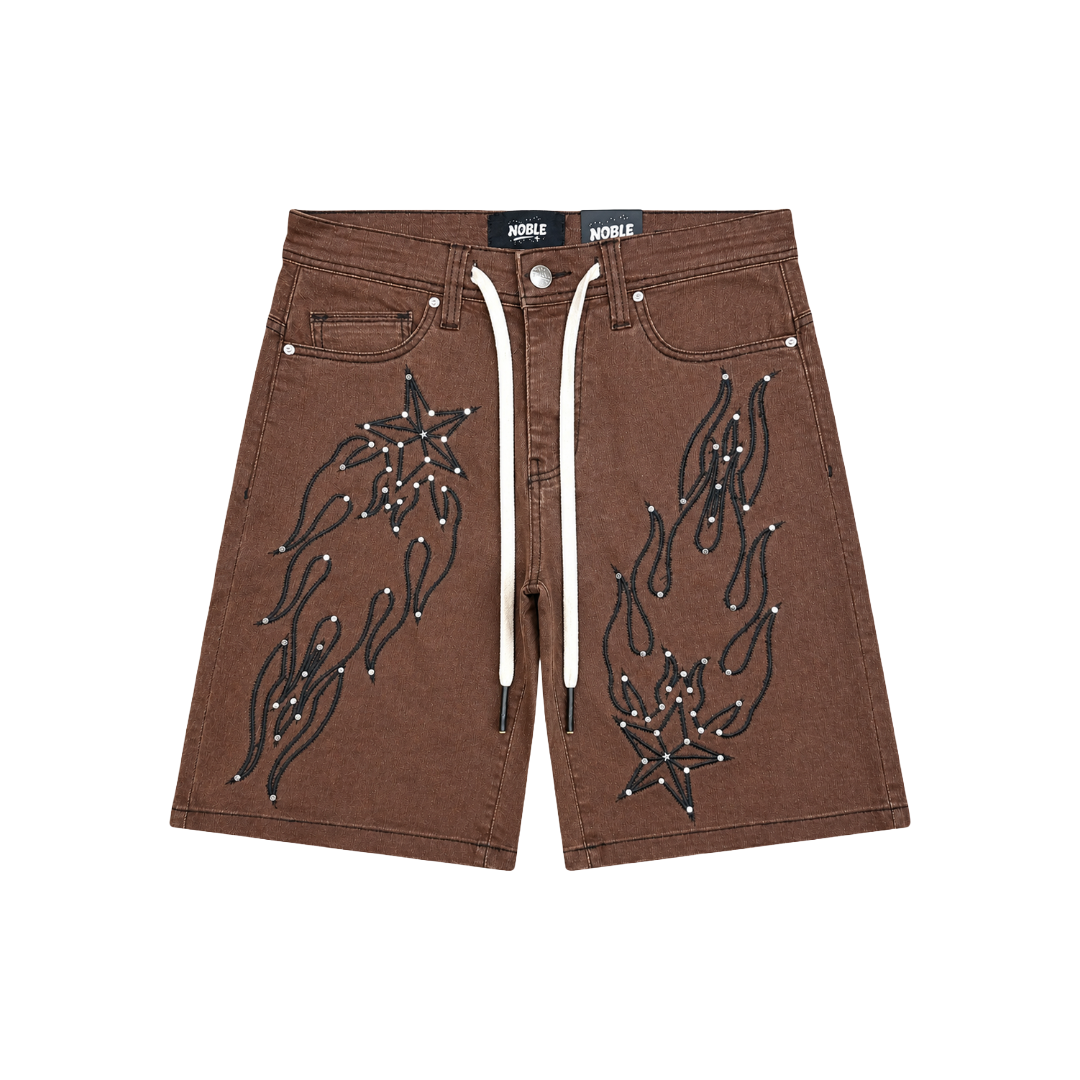 NOBLE| SHOOTING STARS RHINESTONE DENIM SHORTS