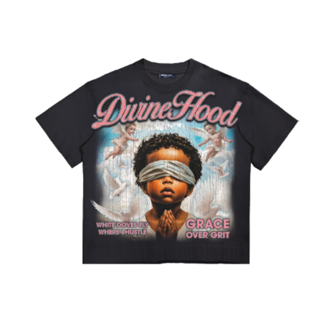 ROKU STUDIO| DIVINE HOOD BOXY TEE BLACK