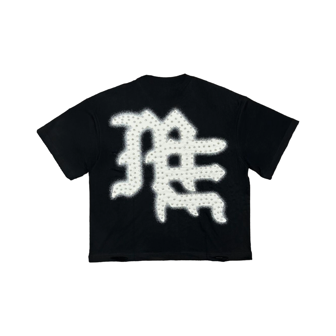 MIXED EMOTION| END BLACK RHINESTONE TEE