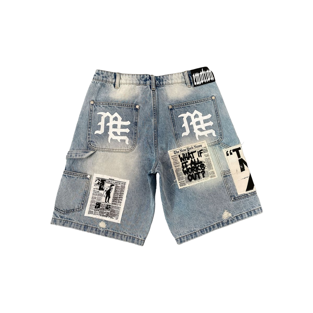 MIXED EMOTION| AI DENIM SHORTS BLUE