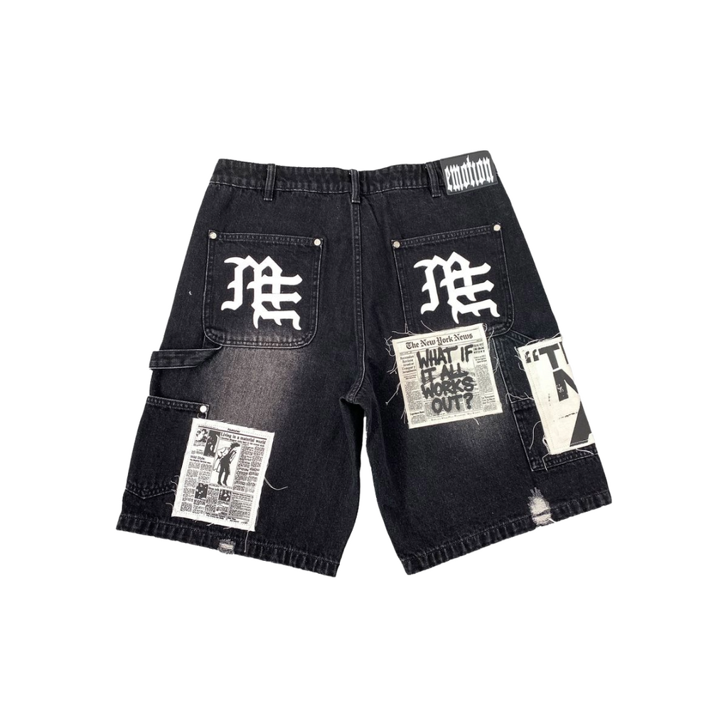 MIXED EMOTION| AI DENIM SHORTS BLACK