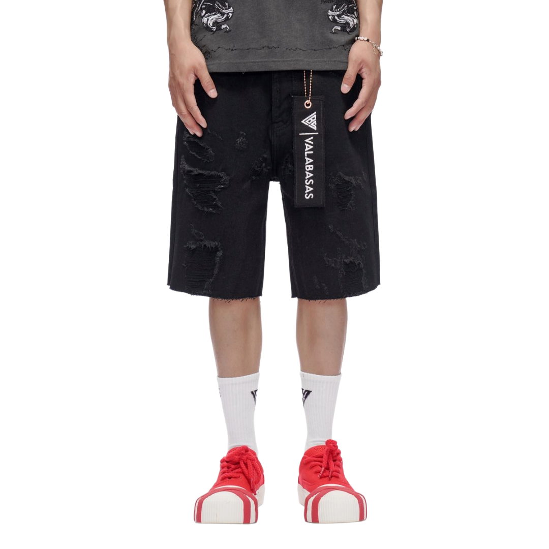 VALABASAS| COMPASS DENIM SHORTS JET BLACK
