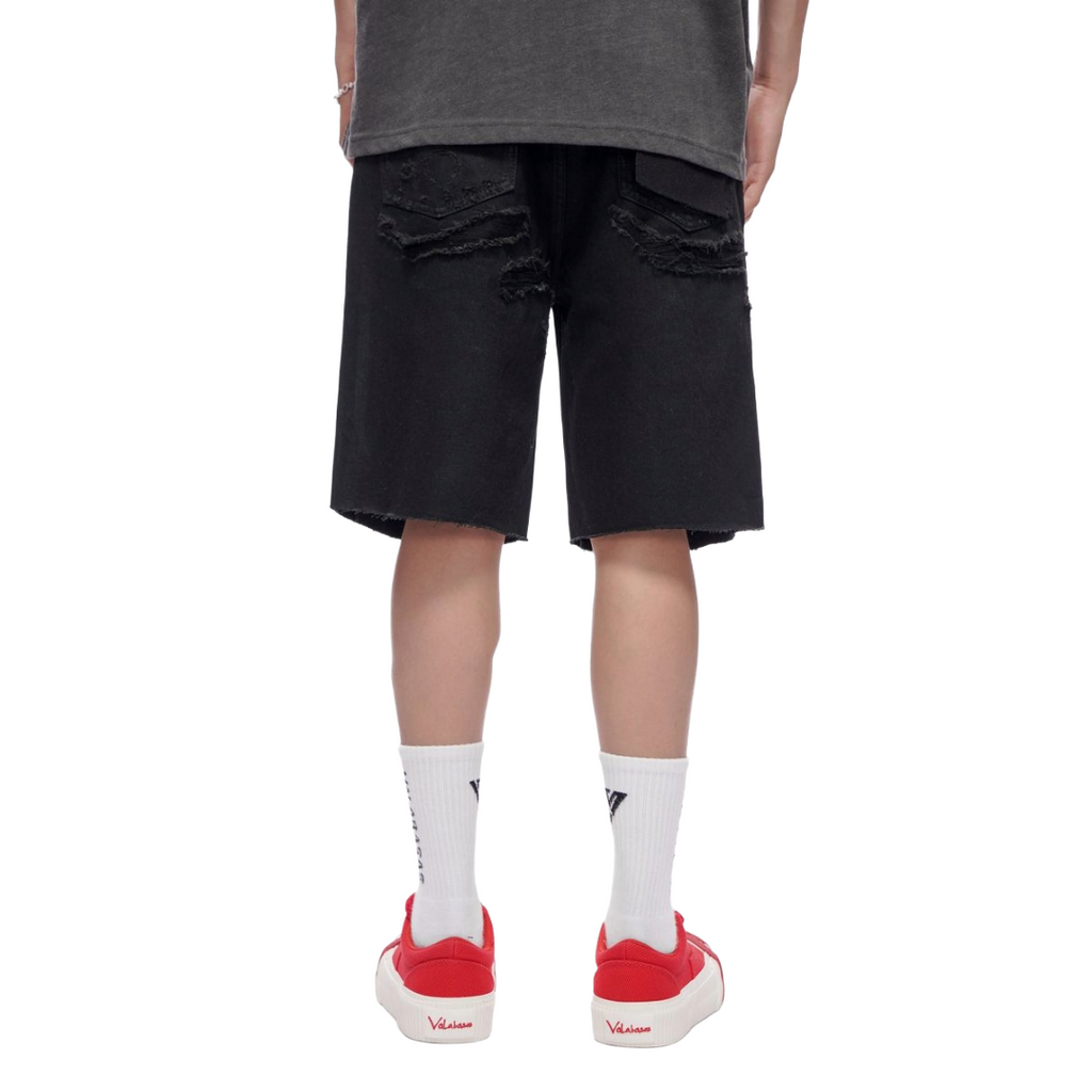 VALABASAS| COMPASS DENIM SHORTS JET BLACK