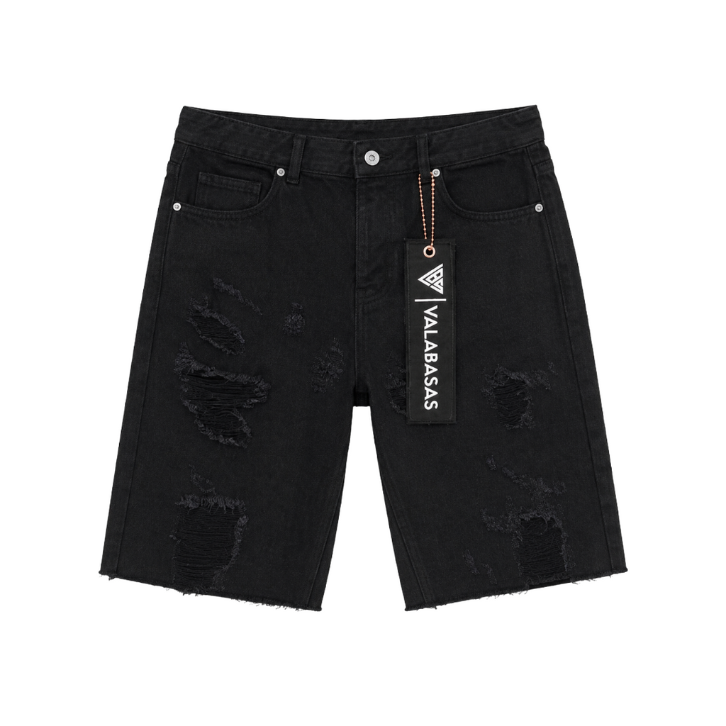 VALABASAS| COMPASS DENIM SHORTS JET BLACK