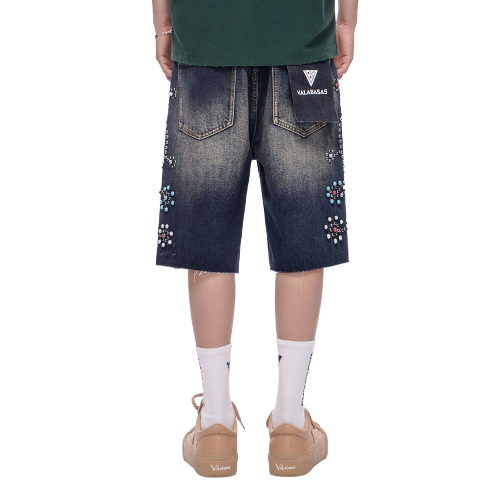 VALABASAS| MUSE DENIM SHORTS DARK BLUE WASH