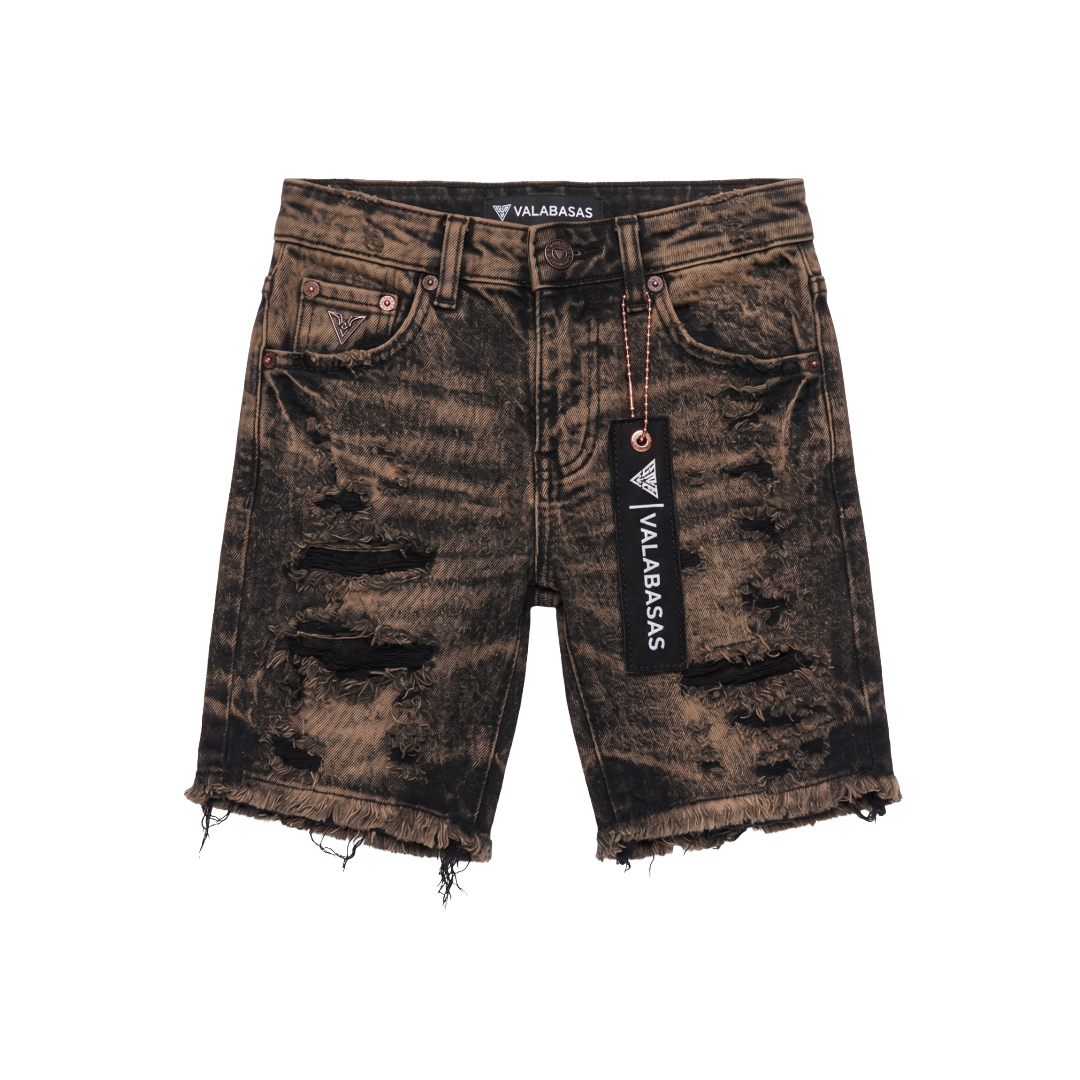 VALABASAS| KIDS CLIPPED DENIM SHORTS GREY WASHED