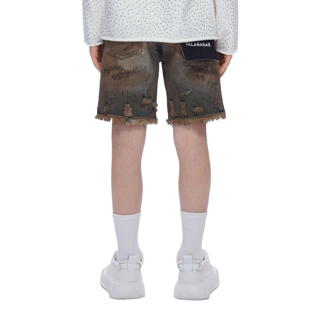 VALABASAS| KIDS CLIPPED DENIM SHORTS DIRTY VINTAGE BLUE