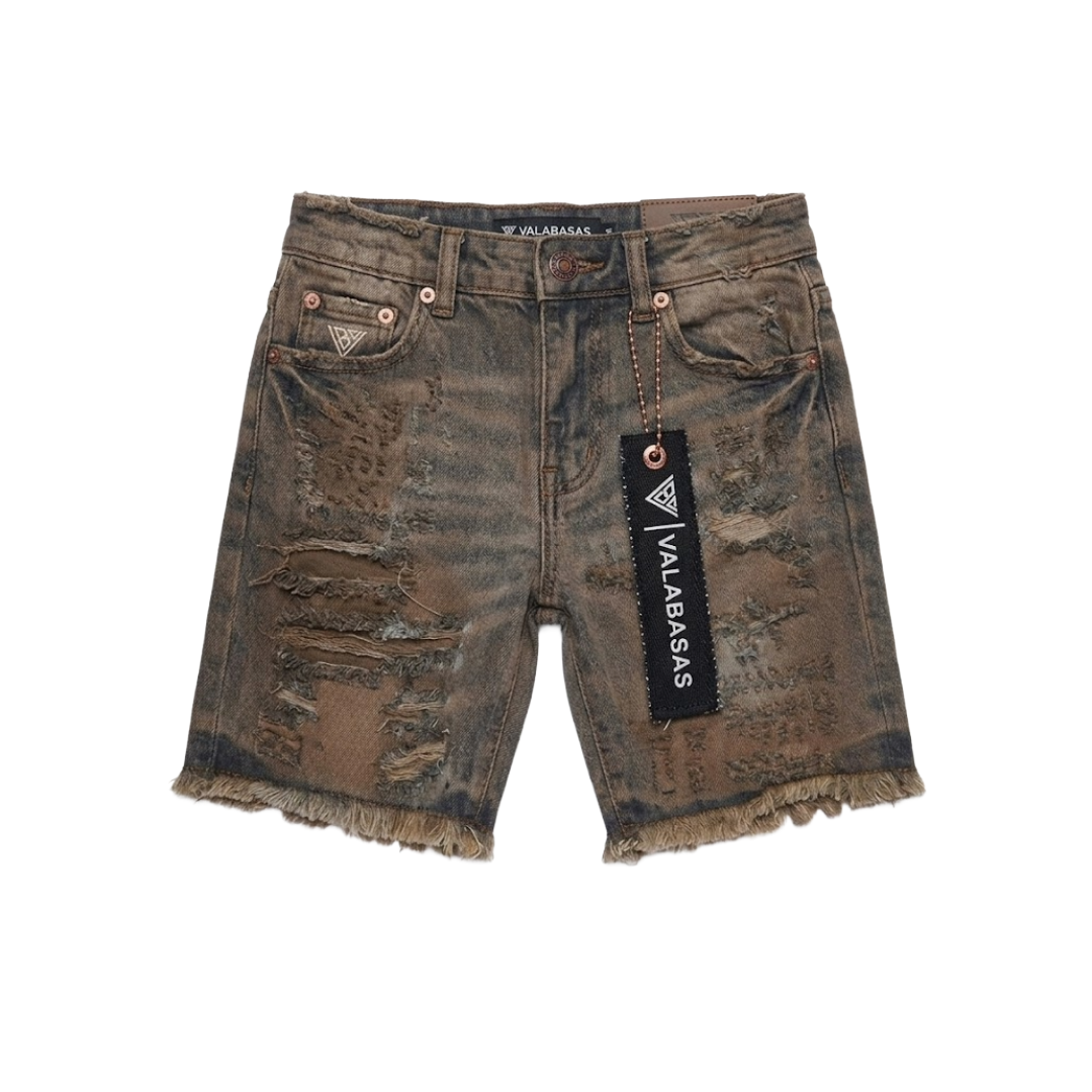 VALABASAS| KIDS CLIPPED DENIM SHORTS DIRTY VINTAGE BLUE