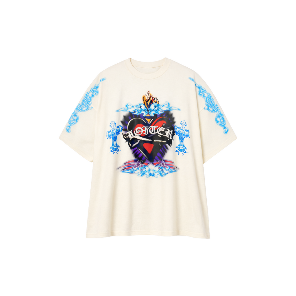 LOITER| HEARTS TEE OFF WHITE