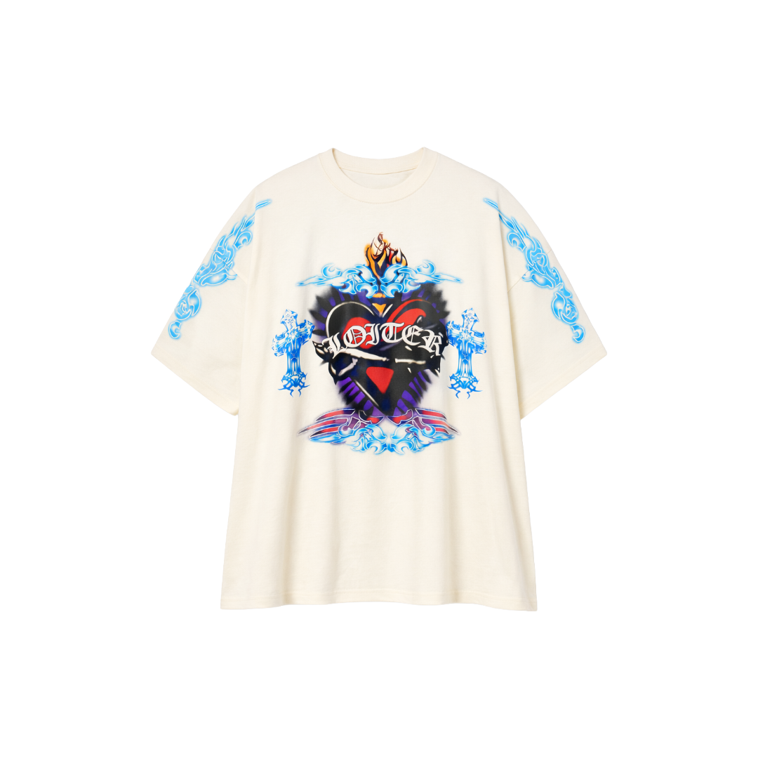LOITER| HEARTS TEE OFF WHITE