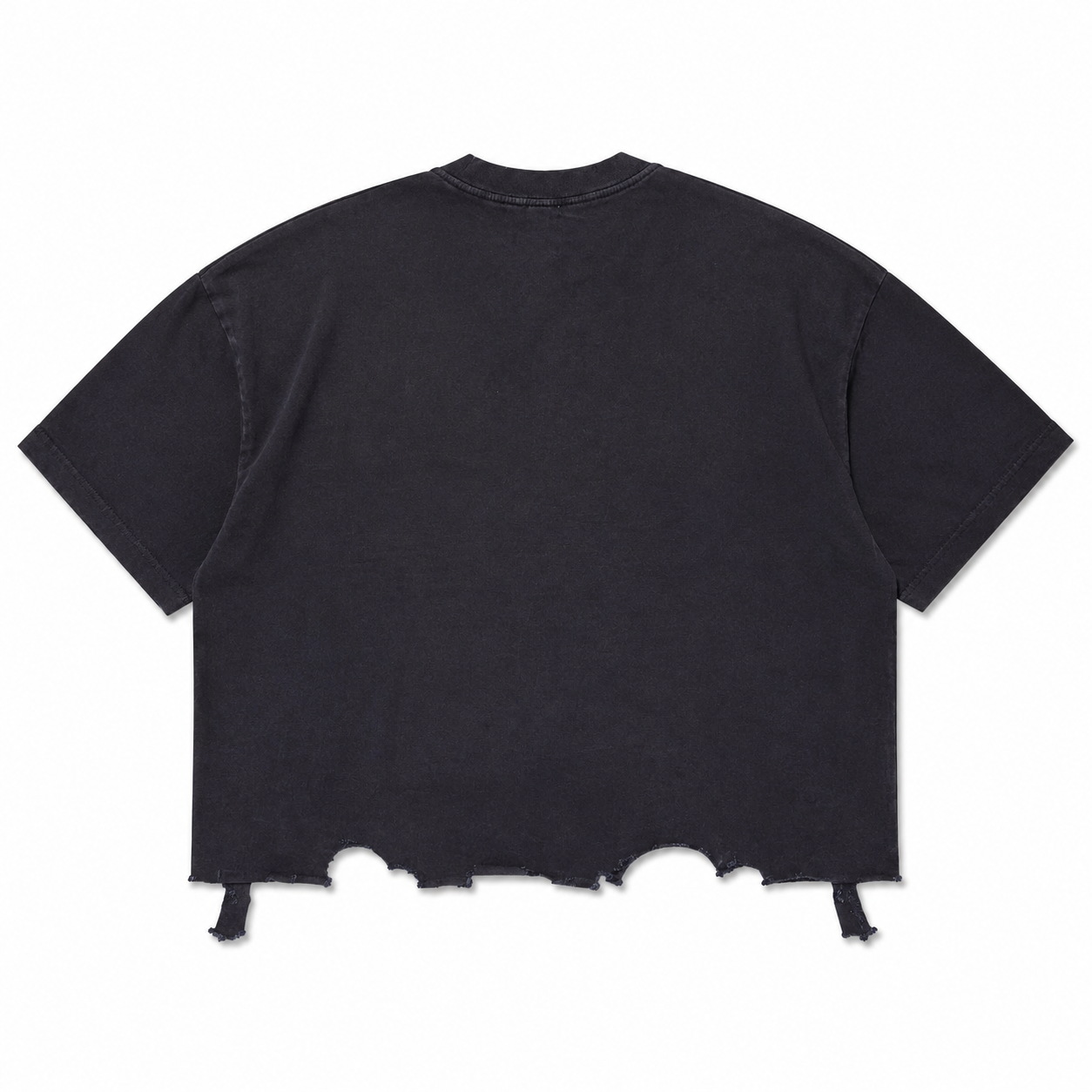 MOTH EATEN CROPPED TEE BLACK