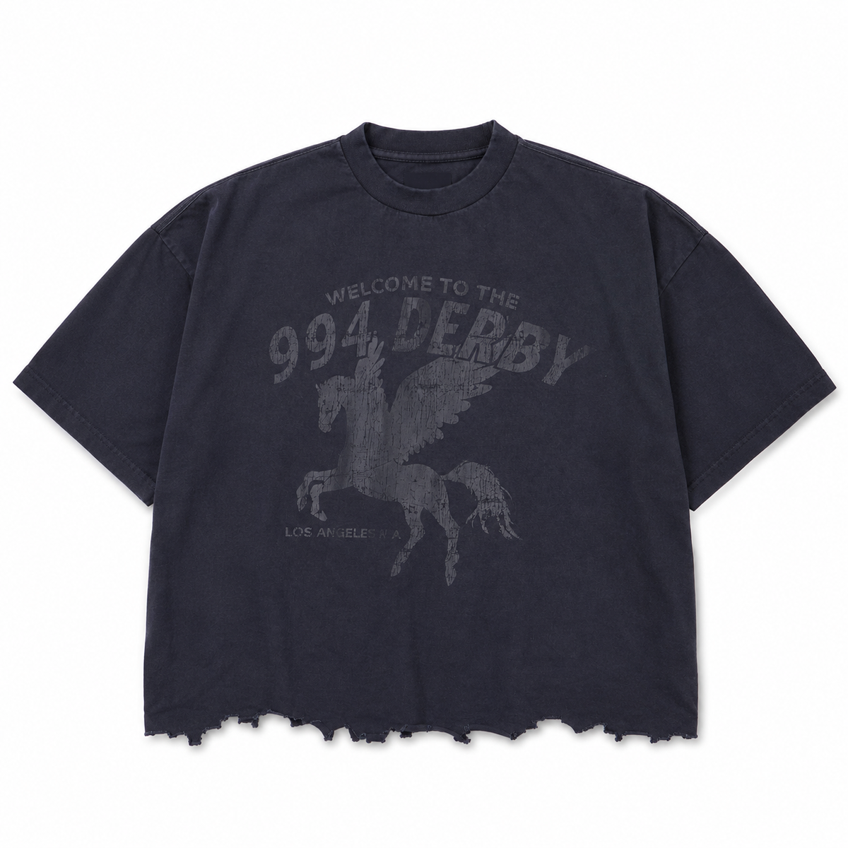 MOTH EATEN CROPPED TEE BLACK