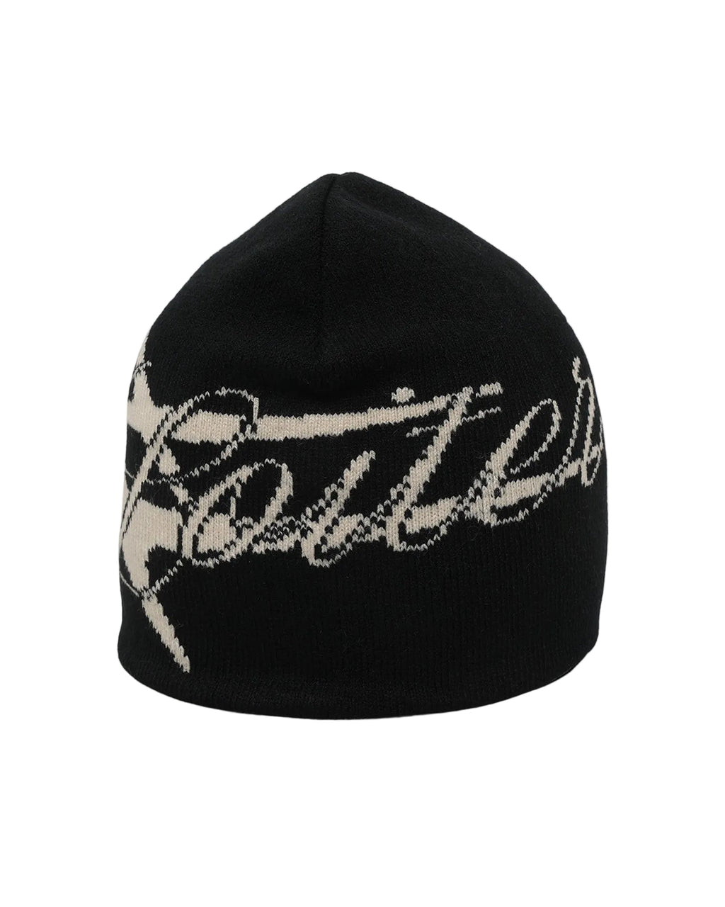 Loiter Hybrid Skull Knit Beanie Black - front flat lay