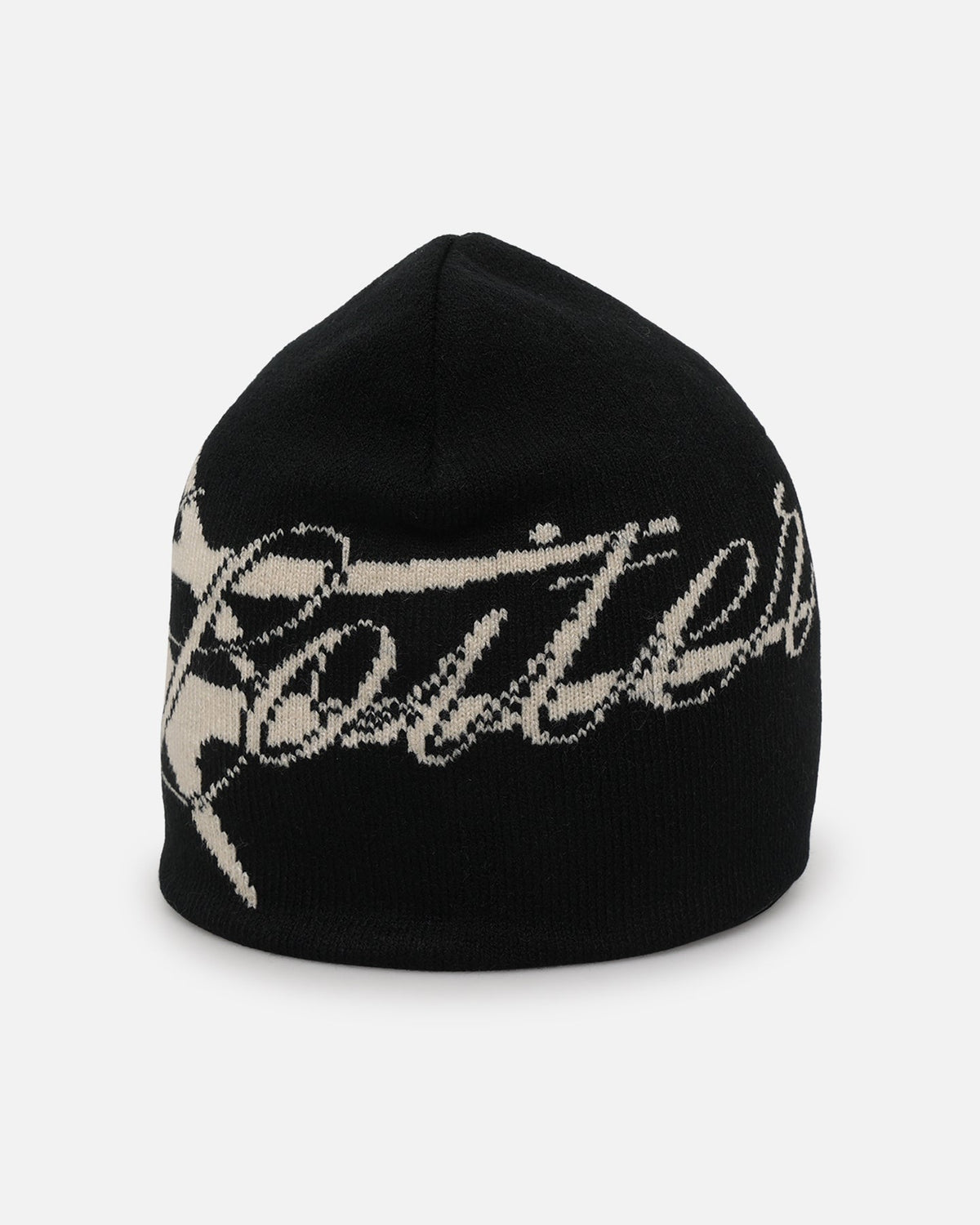 Loiter Hybrid Skull Knit Beanie Black - front flat lay