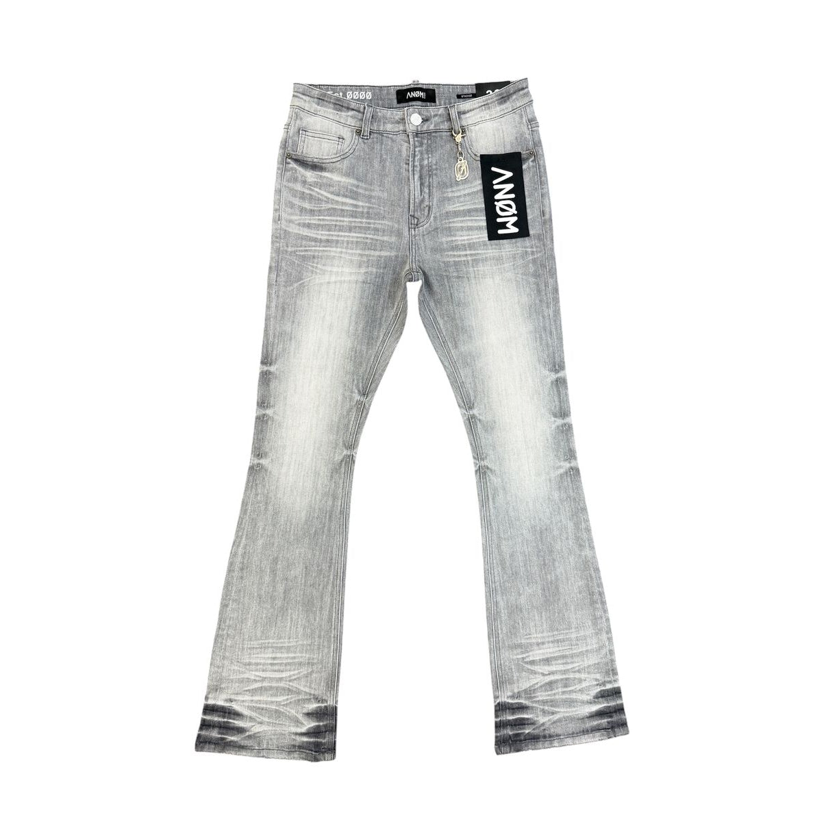 ANOM AURA jeans in light gray wash, front flat lay
