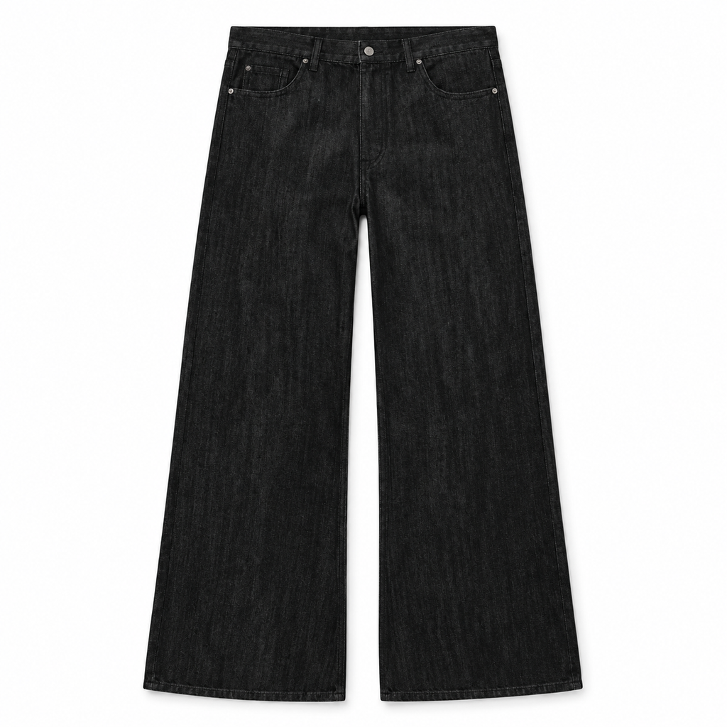 SELVEDGE DENIM BOOT CUT JEANS BLACK