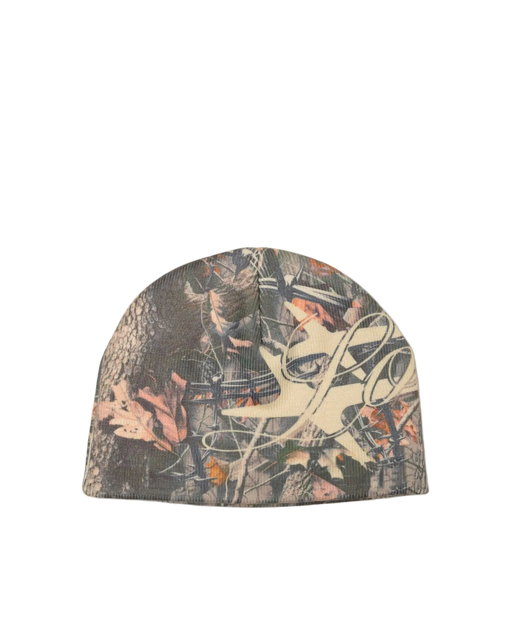 Loiter Hybrid Skull Knit Beanie Tree Camo - front flat lay