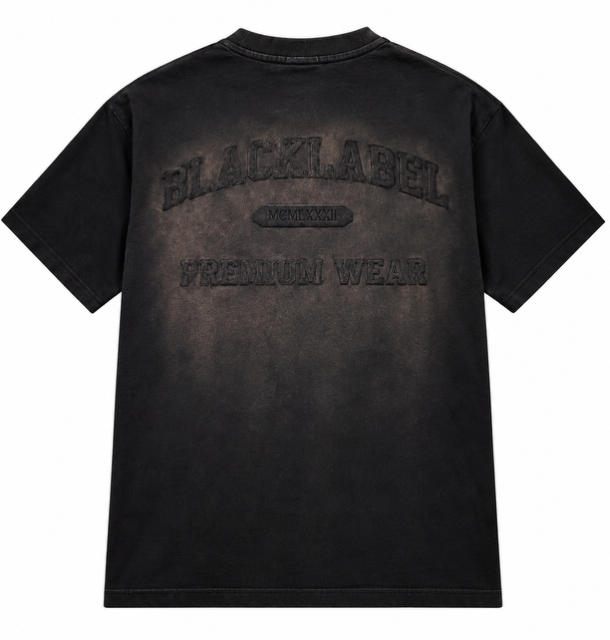 Black Label Premium Wear washed black tee - back view