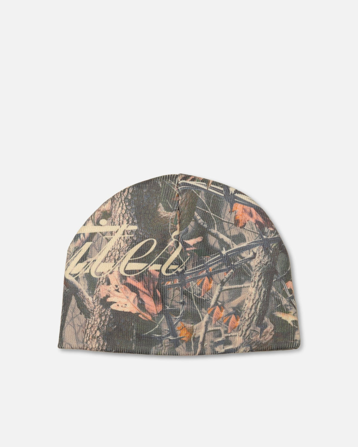 Loiter Hybrid Skull Knit Beanie Tree Camo - back flat lay