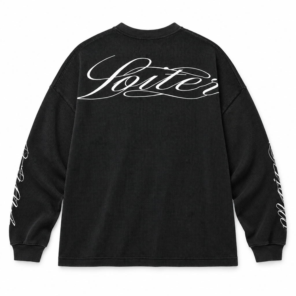 Loiter Purity Thermal Long Sleeve T-Shirt Black - back flat lay