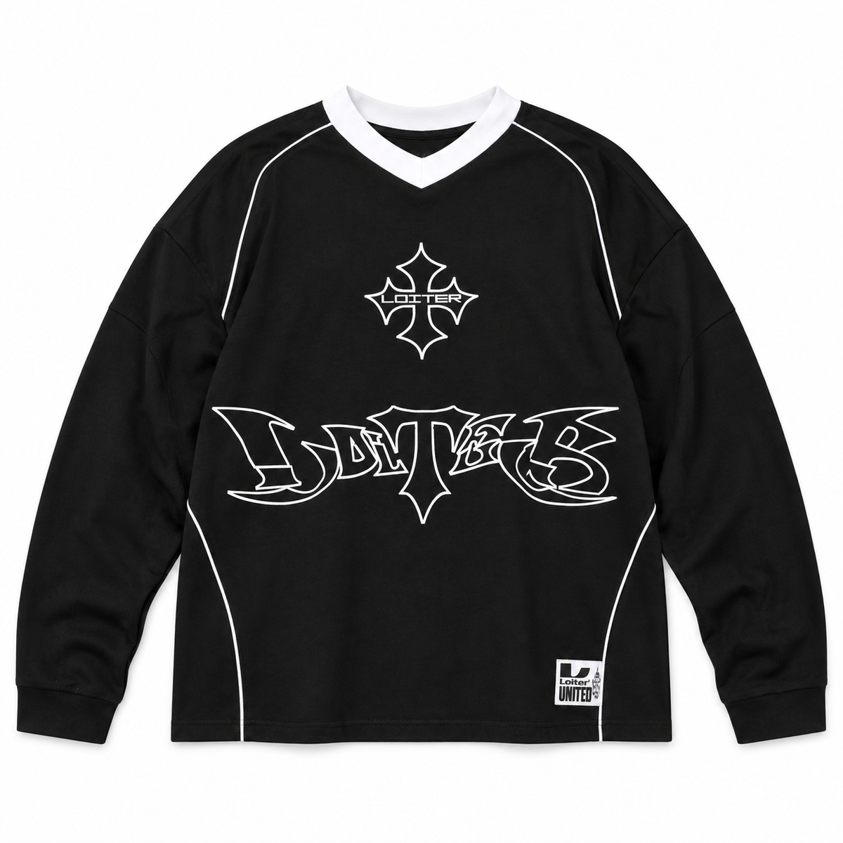 Loiter Imperial Cup Long Sleeve T-Shirt Black - front flat lay