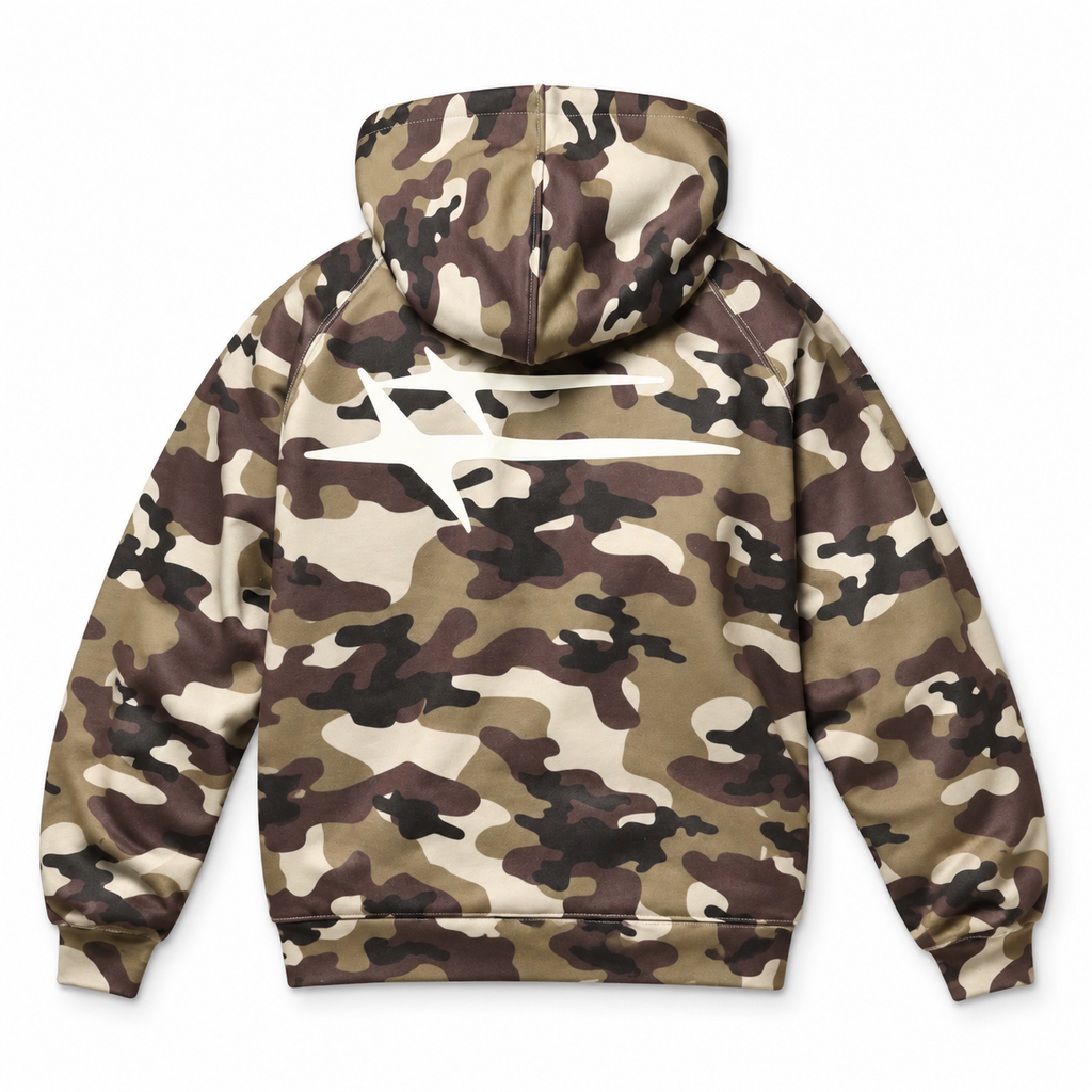 Loiter Jet Stream Zip Hoodie Camo - back flat lay