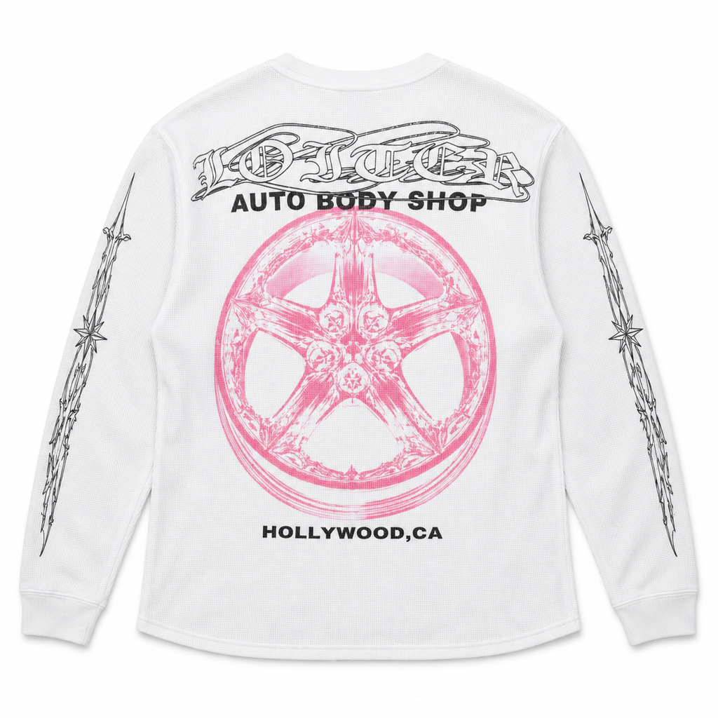 Loiter Body Shop Thermal Long Sleeve T-Shirt Off White - back flat lay