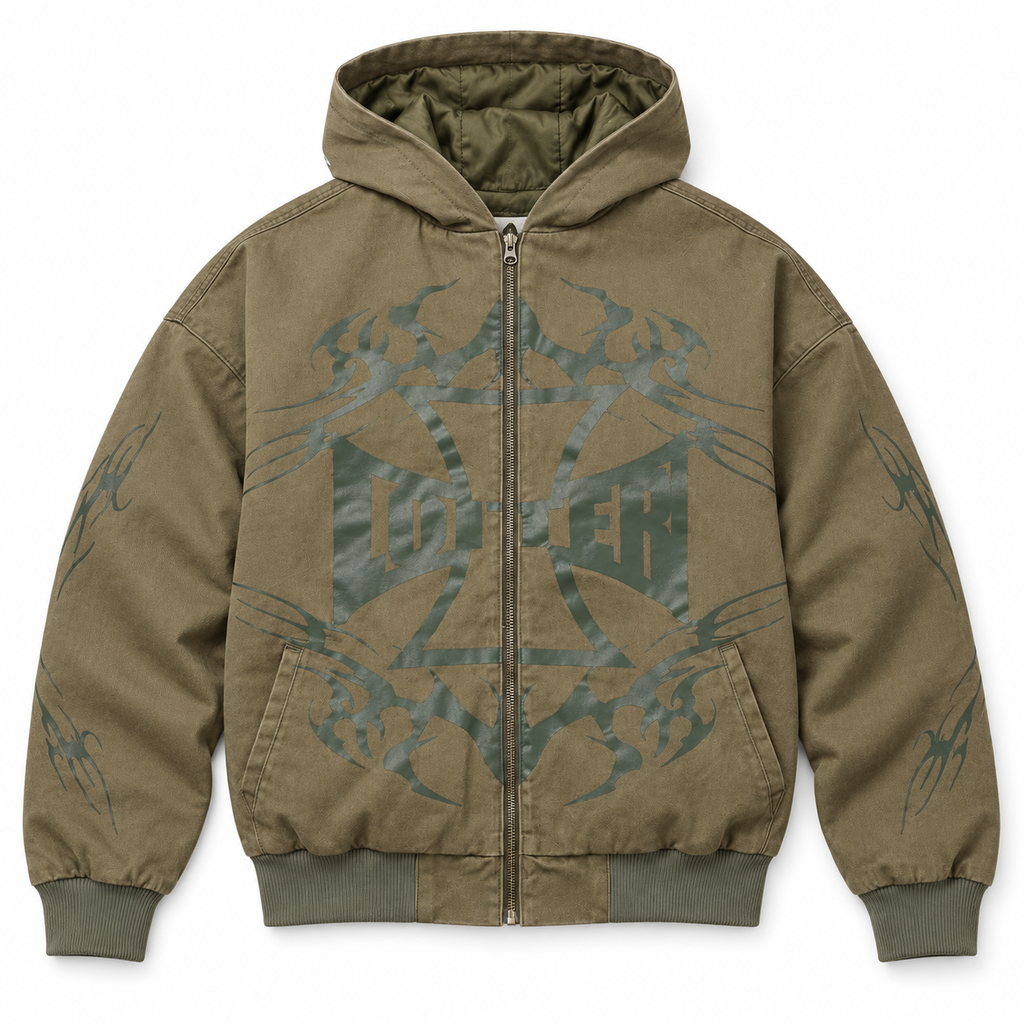 Loiter Cybercross Work Jacket Green - front flat lay