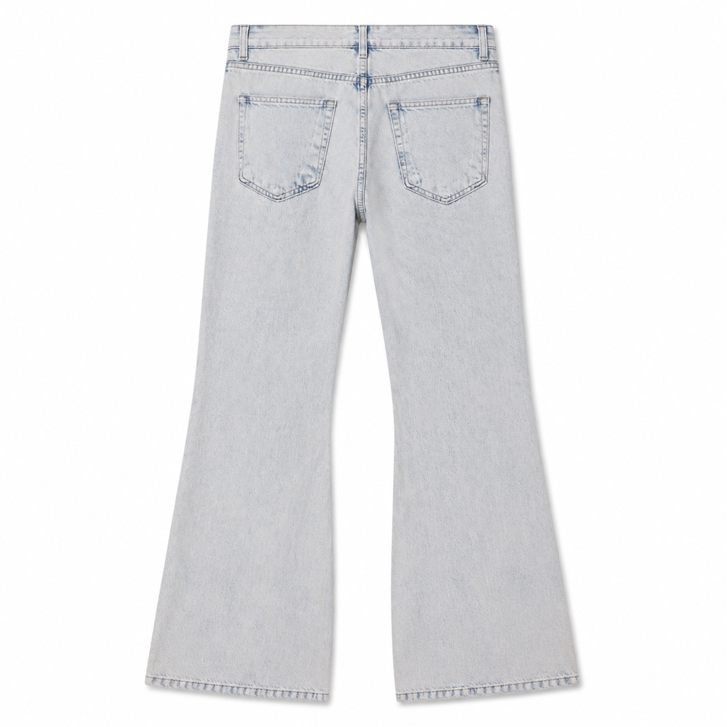 DISTRESSED KICK FLARE DENIM LIGHT BLUE