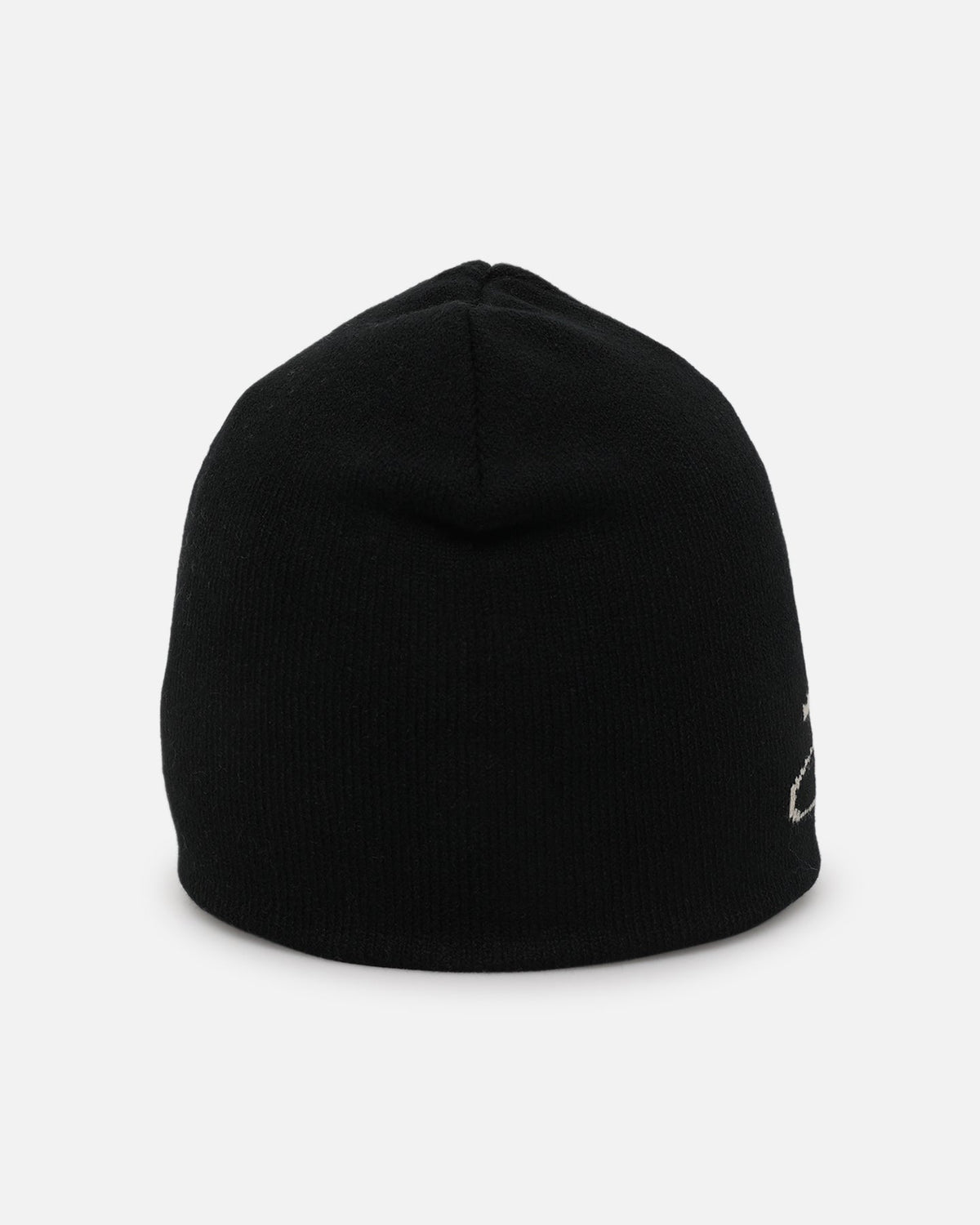 Loiter Hybrid Skull Knit Beanie Black - back flat lay
