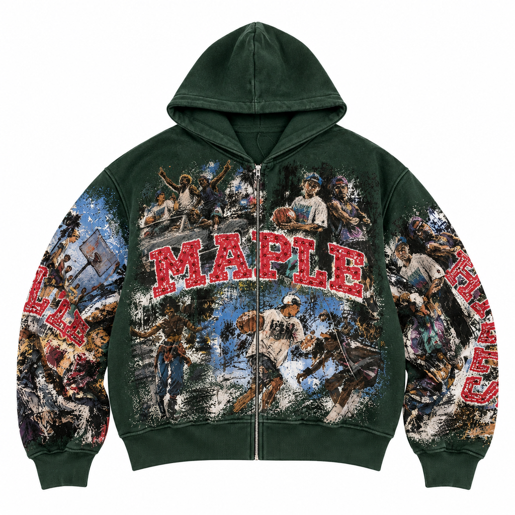 CAN'T JUMP ZIP-UP HOODIE - HUNTER GREEN