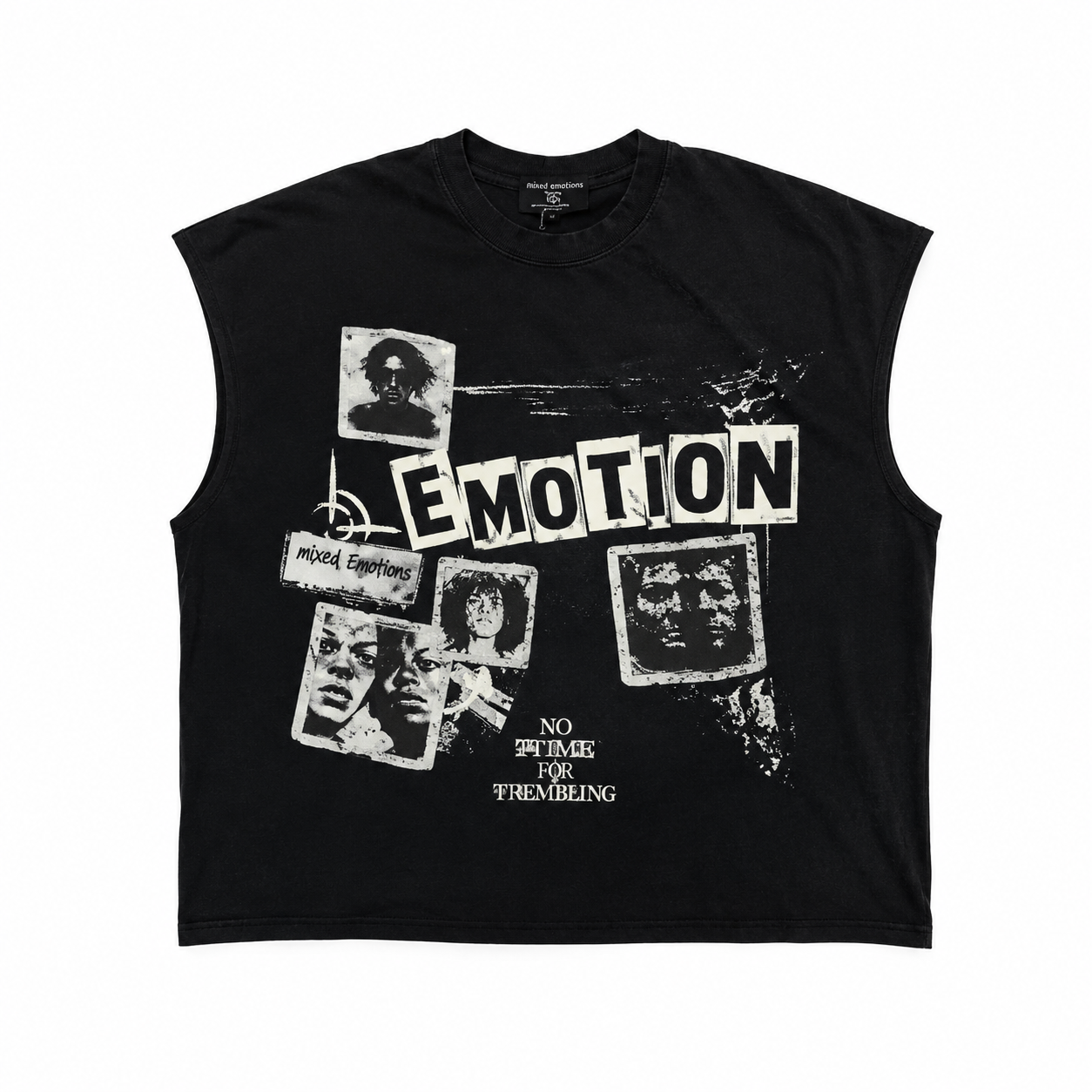 MIXED EMOTION| NEWS PAPER SLEEVELESS TEE