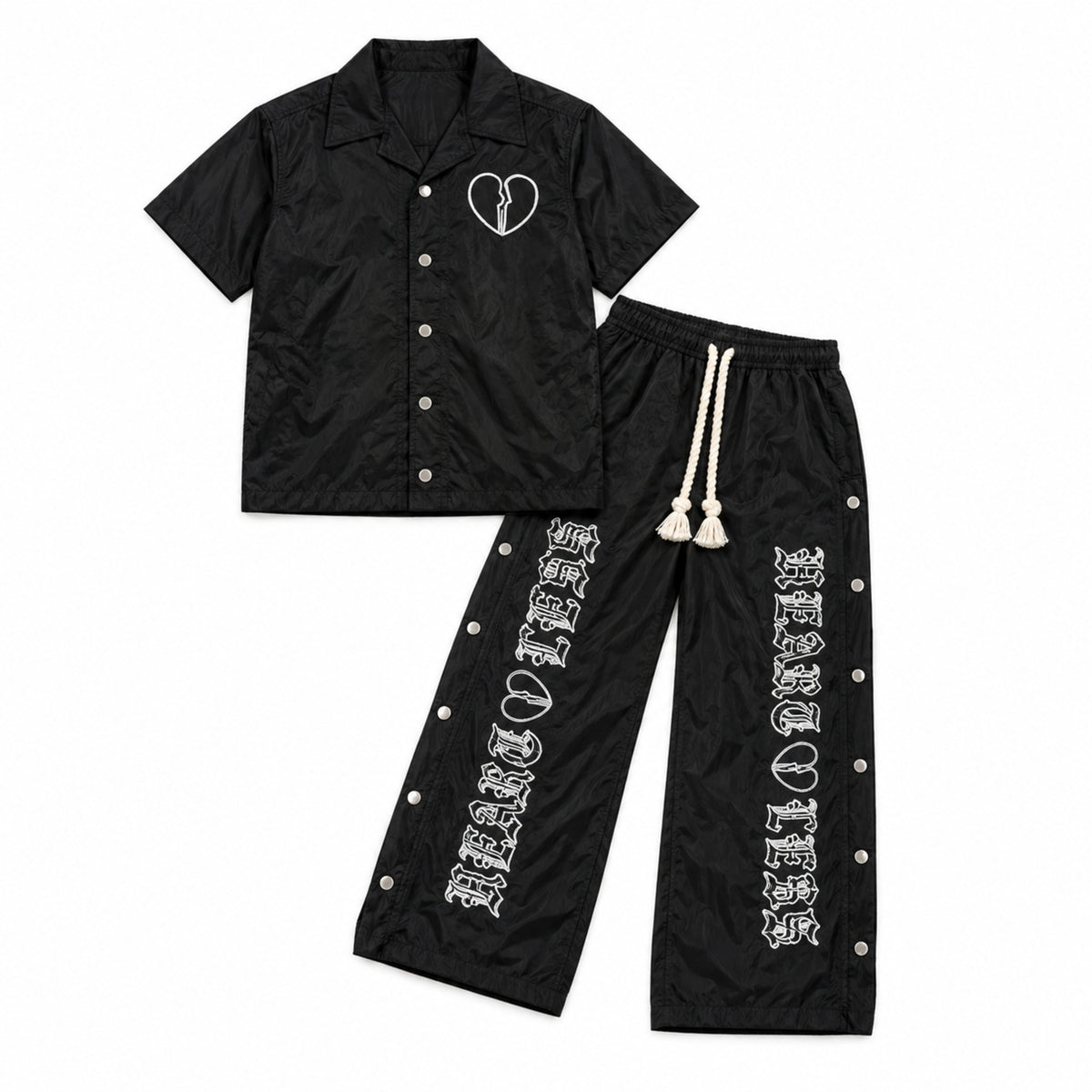 Kids Heartless Nylon Set - Black flat lay