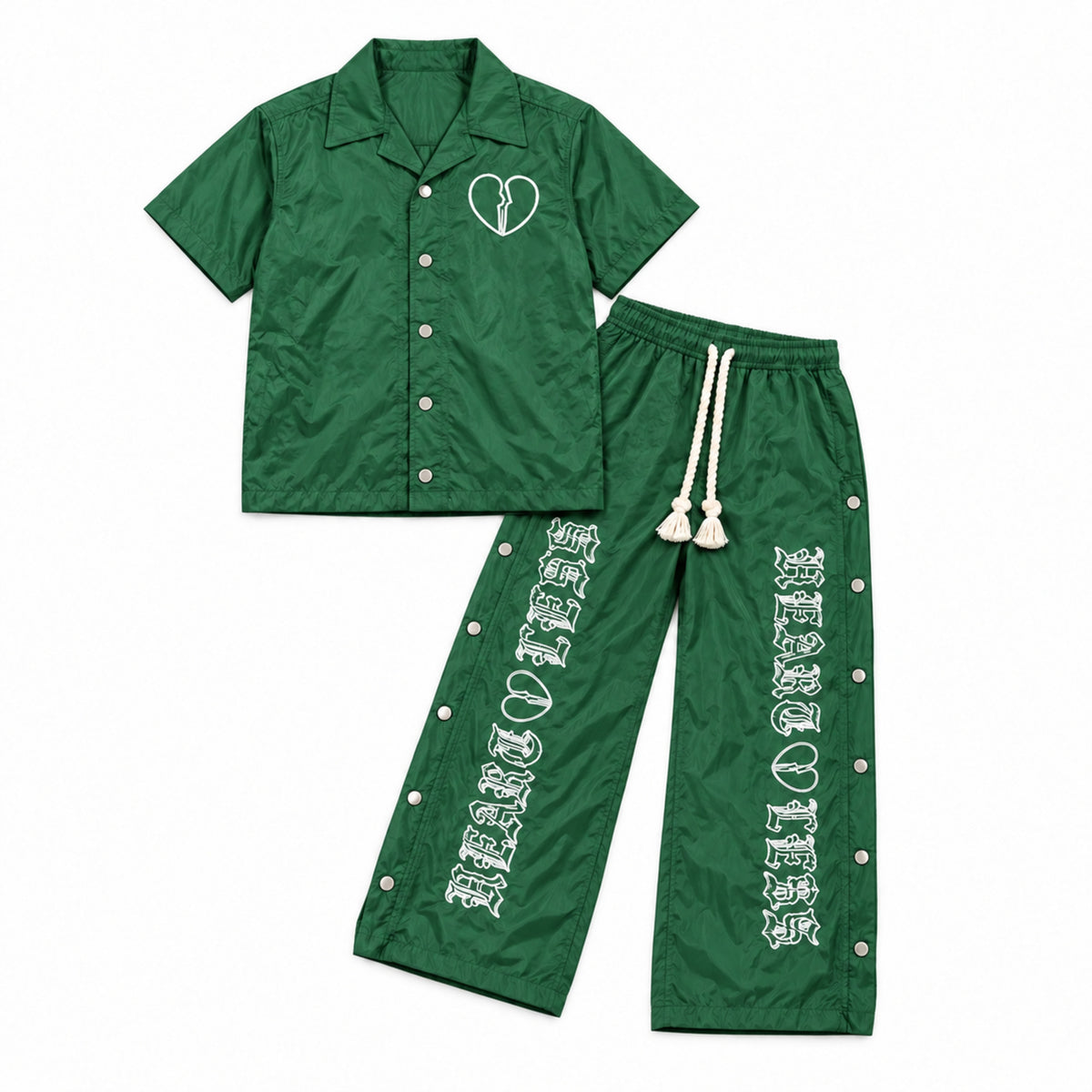 Kids Heartless Nylon Set - Green flat lay