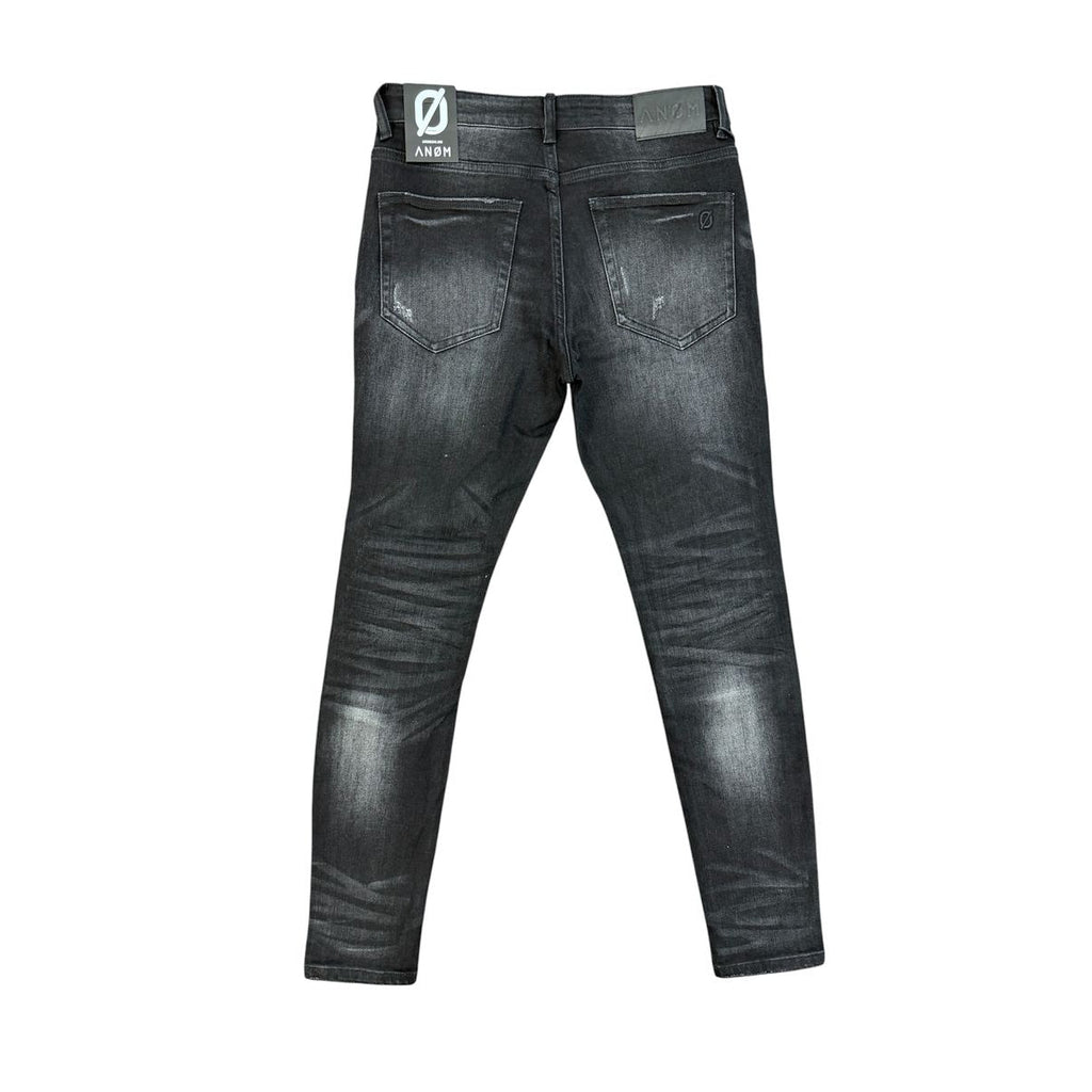ANOM GRANITE jeans in black wash, back flat lay
