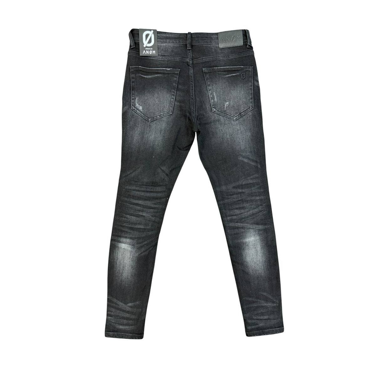 ANOM GRANITE jeans in black wash, back flat lay